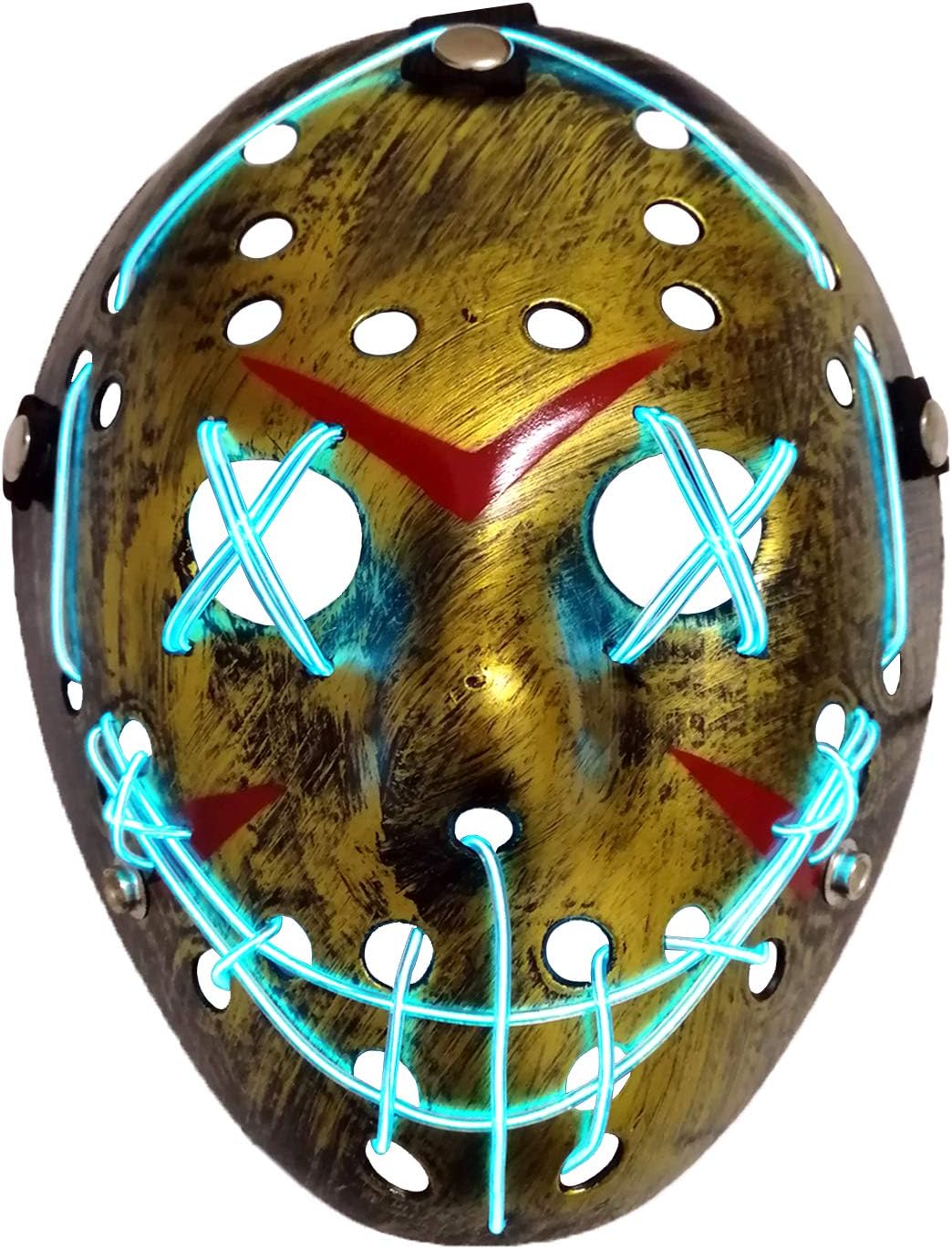 AUHOO Halloween Mask LED Light up Purge Mask Jason Mask Scary Mask for Kid & Adult