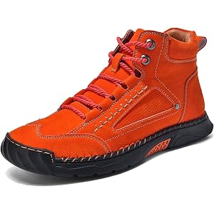 Men's Waterproof Hiking Shoes Non-Slip Lightweight Mid Top Ankle Boot for Work All Day Motorcycle Combat Hiking