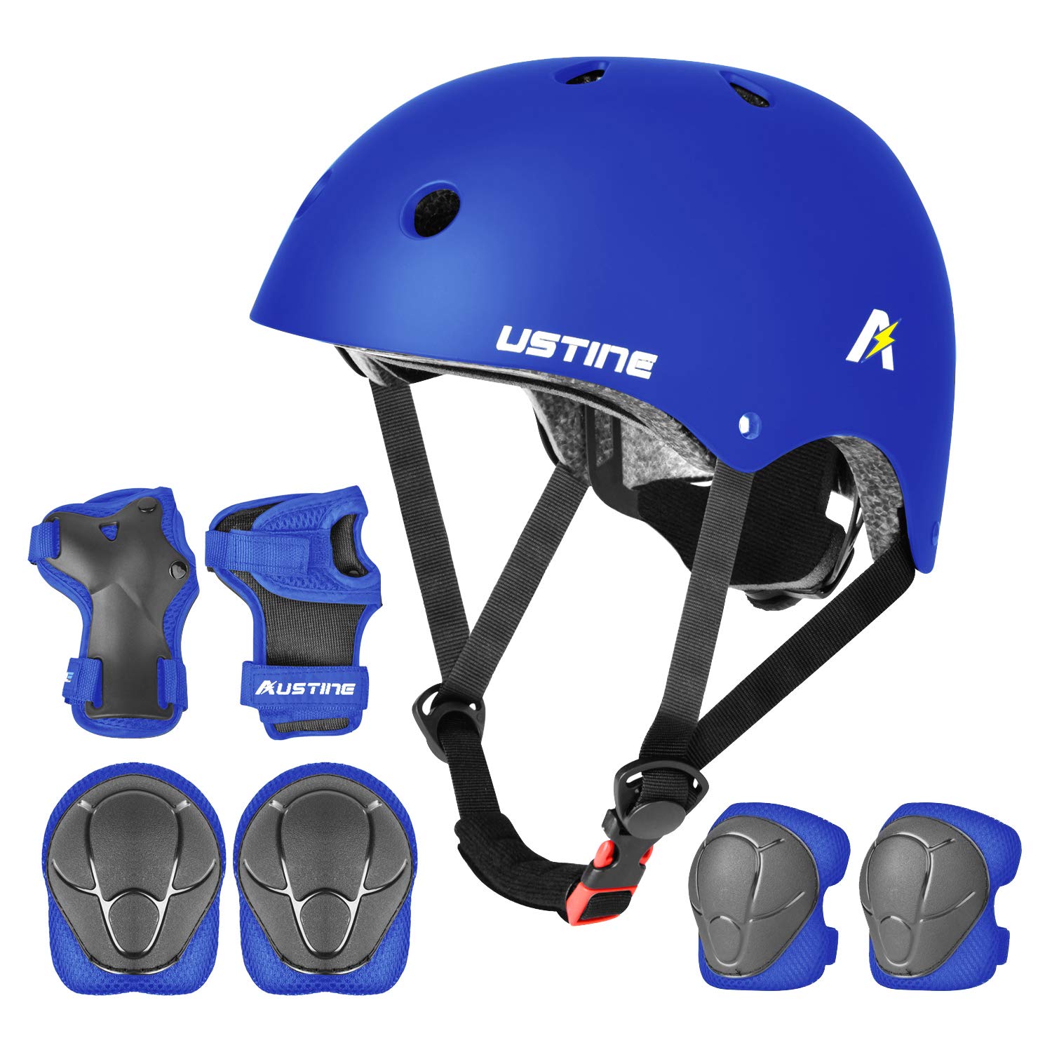 Skateboard Helmet, Bike Helmet, Protective Gear Set Knee Elbow Wrist Pads for Kids Boys Girls Toddler Youth Adults Multi-Sports Scooter Roller Skate Inline Skating Cycling Rollerblading
