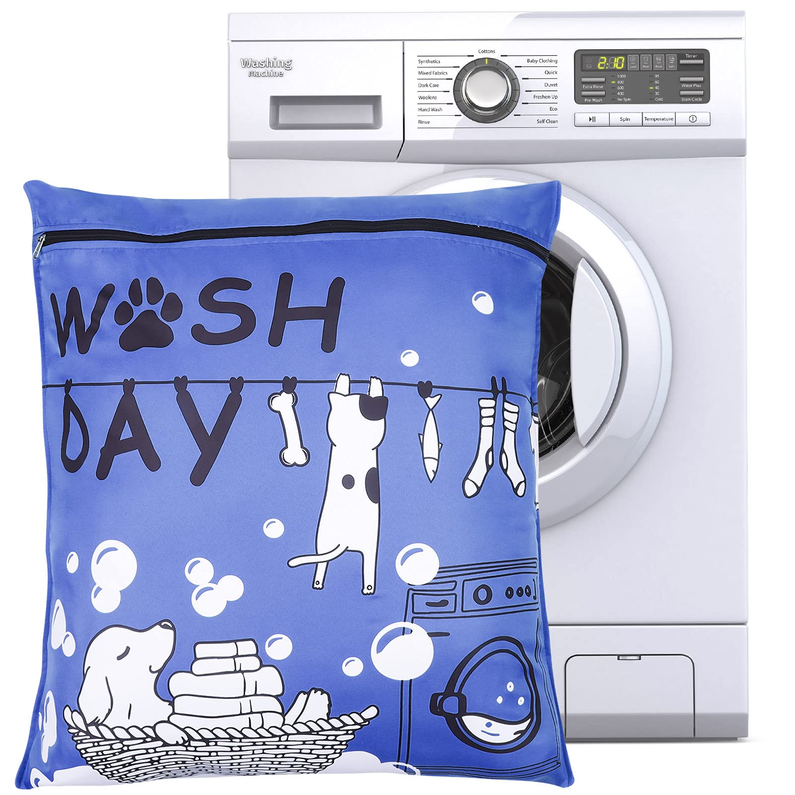olyee Pet Laundry Bag 70 * 80cm for Washing Machine Petwear Wash Bag, Keep Your Washing Machine Free from Hair-Ideal for Dogs,Cats,Hamsters,Horses's Towels,Blankets,Toys(Blue)