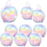 Kolldenn 24 Pcs Disco Ball Holographic Gift Bags Disco Party Favor Iridescent Paper Treat Bags 70s 80s 90s Birthday Party Supplies with Handles for Candy Goodies Wedding Bachelorette Decorations