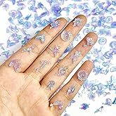 100Pcs Ocean Theme Nail Gems and Charms Mermaid Jellyfish Seashell Starfish Nail Rhinestones Glow in The Dark Designs Summer Ocean Nail Jewelry Cute Seaweed Shells Nail Art Charms for Women Nail Art