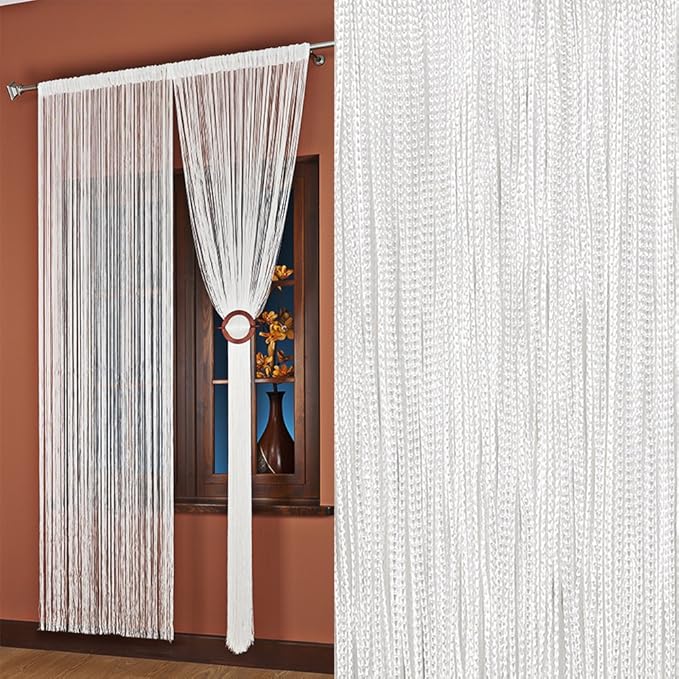 AeMBe String Curtain, Door Curtain Panel 150 cm x 250 cm Pearl
