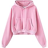 Gihuo Women's Cropped Hoodie Acid Wash Fleece Lined Oversized Short Pullover Sweatshirt