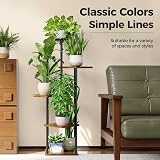 Bamworld 5 Tier Plant Stand Indoor Outdoor Wood Rack Boho Living Room Garden view 3