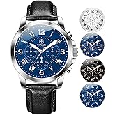 Taxau Leather Watches for Men Casual Men's Waterproof Watch Luxury Dress Men Watch Classic Stainless Steel Analog Quartz Mens Wrist Watches with Date Luminous Large Face