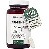 PRISTINE'S Apigenin 50mg Capsules, Apigenin Supplement for Sleep Support | Glass Bottle Apigenin Capsules, 150 Day Supply, One Capsule Daily, Vegan, Non-GMO, Gluten-Free; Apigenin Chamomile Supplement