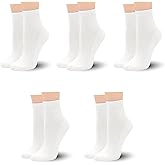 SERISIMPLE Women Thin Viscose Bamboo Above Ankle Sock Breathable Lightweight Classic Crew Casual Mesh Socks 5 Pairs