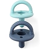 Itzy Ritzy Sweetie Soother Pacifier Set of 2 - Silicone Newborn Pacifiers with Collapsible Handle & Two Air Holes for Added S