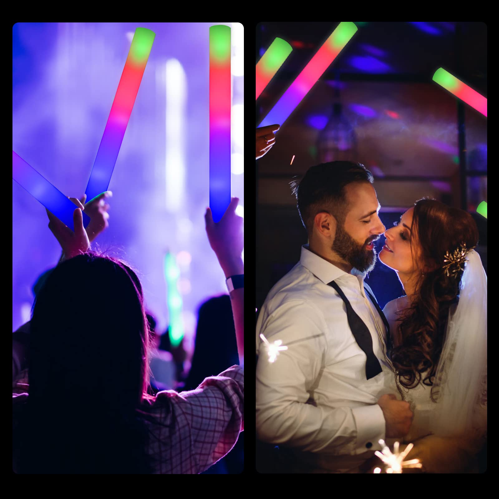 Taotuo Glow Sticks Bulk, 20 Pack LED Light Up Foam Sticks 3 Modes Color Flashing,Glow Party Supplies for Wedding Birthday, Raves, Concert, Camping, New Year, Carnival, Halloween Christmas