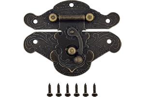 Padlock Latch Hasp Buckle Latch, Embossing Decorative Brass Hasp Clasp Latch Lock Retro Decorative Latch Hasp for Wooden Box 