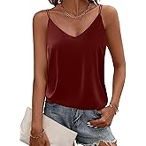 Ekouaer Women's V Neck Sleeveless Spaghetti Strap Cami Shirt