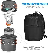 Odoland Camping Cookware Set with Stove for 1-2 People, Portable Stainless Steel view 2