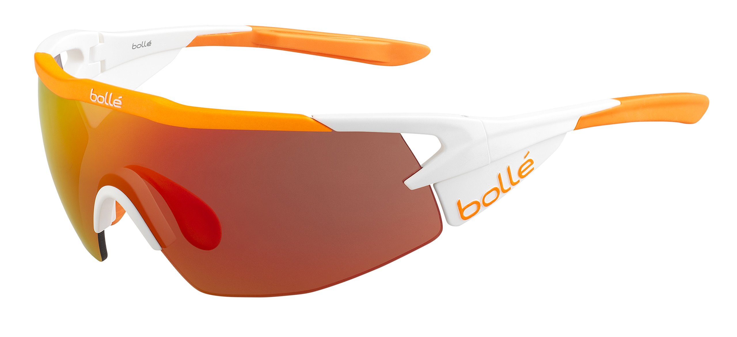 Bolle Aeromax Sunglasses, unisex adult, 12273, Matte White/Orange, Medium