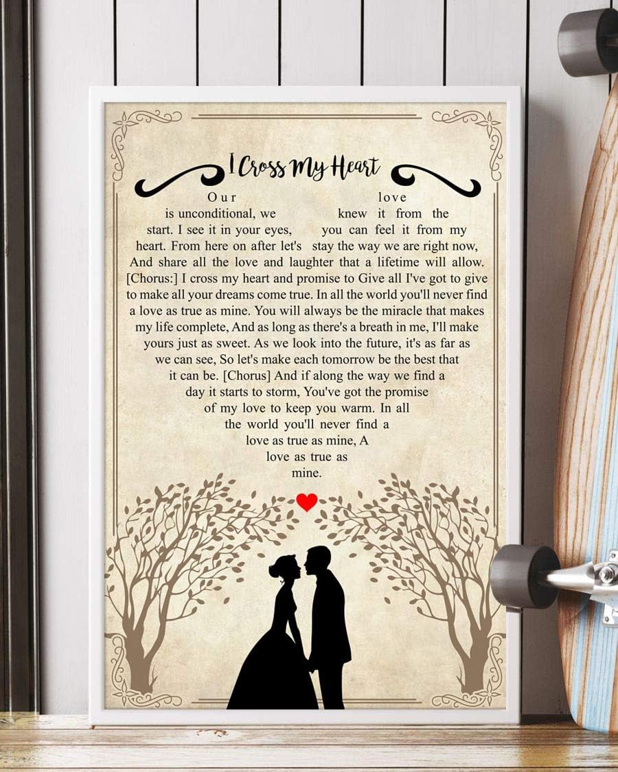 Trendora Decor I Cross My Heart Song Lyrics Portrait Poster Print (12" x 18")