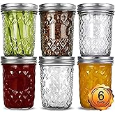 VERONES Wide Mouth Mason Jars 16oz, 6 Pack 16 oz Wide Mouth Mason Jars with Lids and Bands, Ideal for Jam, Honey, Wedding Favors, Shower Favors