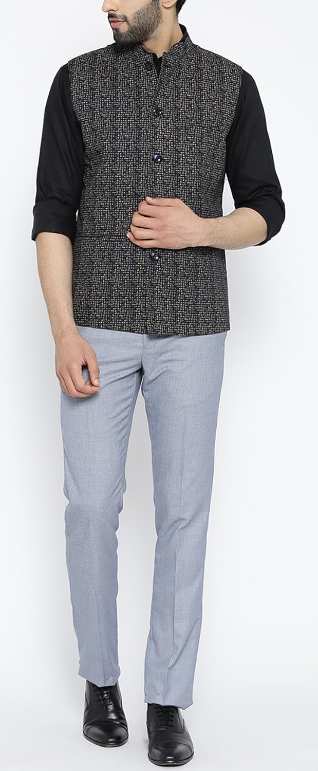 shaftesbury london men's cotton nehru jacket