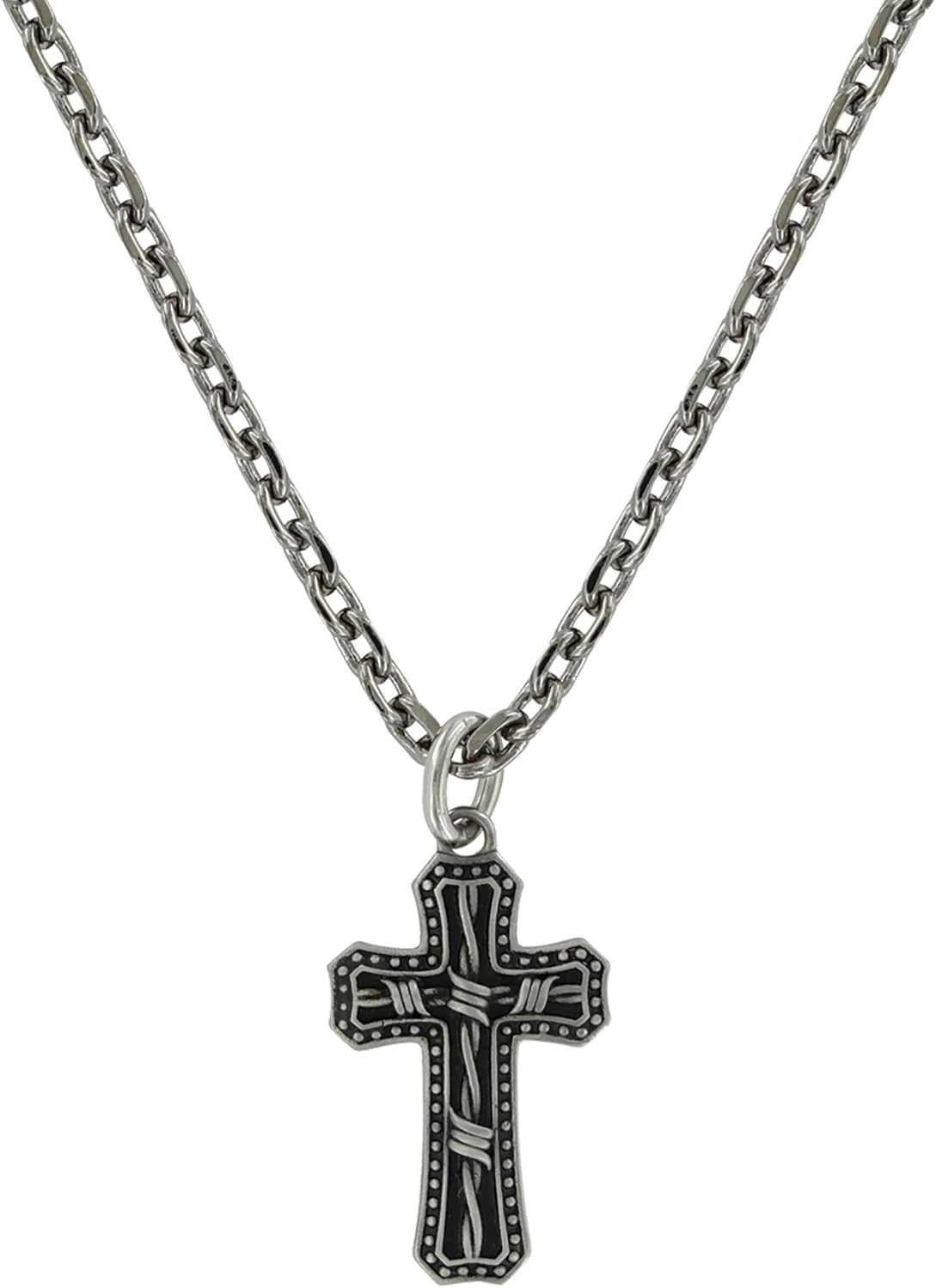 Montana Silversmiths Christian Faith Cross Men's Necklace (Barbed Wire Cross Necklace) | 