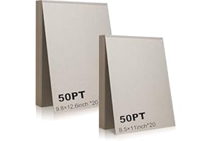 MIIKOUL 40 Pcs Book Board, Thick Binders Board Chipboard Gray Heavy Duty Cardboard Sheets for Book Binding Cover, Picture Frame Backing, DIY Crafts (12.6×9.8inch *20, 11×8.5inch *20) 50PT 0.05"
