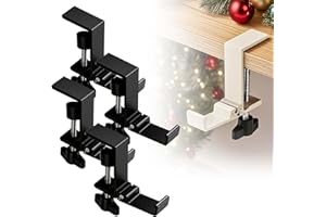 AUIEPET 2 in 1 Garland and Stocking Mantel Holders, 2026 New Adjustable No Drill Fireplace Stocking Hooks Double Door Garland Hanger with 2 Hooks, Upgrade Heavy Duty Stocking Holders for Mantle (Black, 4 Pcs)