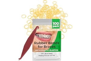 PRAIRIE HORSE SUPPLY Orthodontic Rubber Bands for Braces - Premium Quality Elastic Teeth Rubber Bands for Braces, Fix Tooth Gaps, Dreadlocks, Includes Free Elastic Placer- Heavy Force 4.5 oz, 1/4 Inch, Natural (100 Pack)