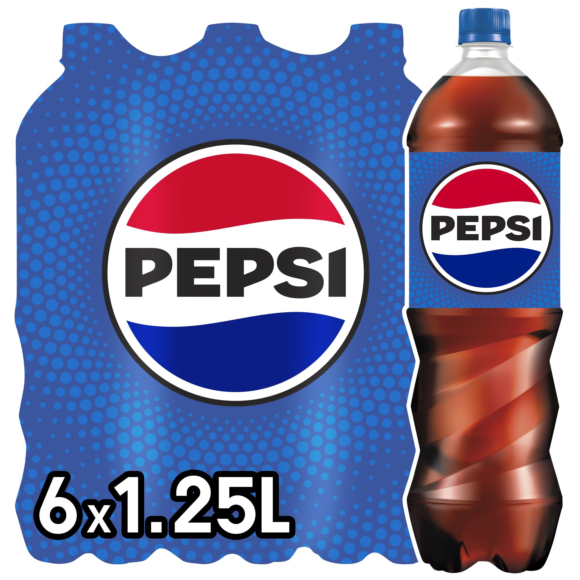 pepsi Original, Koffeinhaltige Cola in Flaschen, EINWEG (6 x 1.25 l) (Verpackungsdesign kann abweichen)