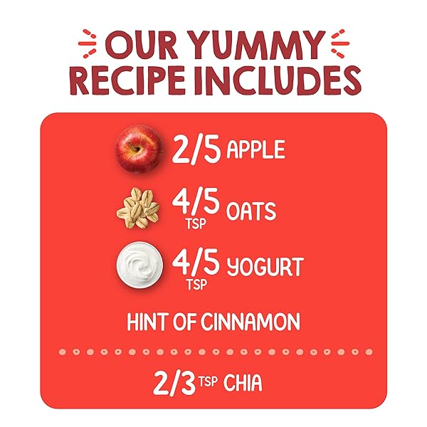 HAPPYTOT ORGANICS STAGE 4 BABY FOOD POUCHES, GLUTEN FREE, SUPER MORNING FRUIT & OAT BLEND, APPLE, CINNAMON, YOGURT, OATS & CHIA, 4 OZ (PACK OF 8)