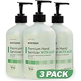 McKesson Hand Sanitizer with Aloe, 18 oz Pump Bottle [Pack of 3] - 70% Ethyl Alcohol, Spring Water Scent, No-Rinse Sanitizing Gel with Vitamin E and Moisturizers, Medical-Grade
