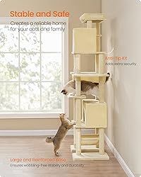 Feandrea Cat Tree, 79.1 Inch Tall Cat Tower for