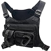 Outdoor Chest Bag for Men & Women Tactical Inspired Sports Utility Chest Pack For Running Cycling Sports EDC Holder Bag - Black