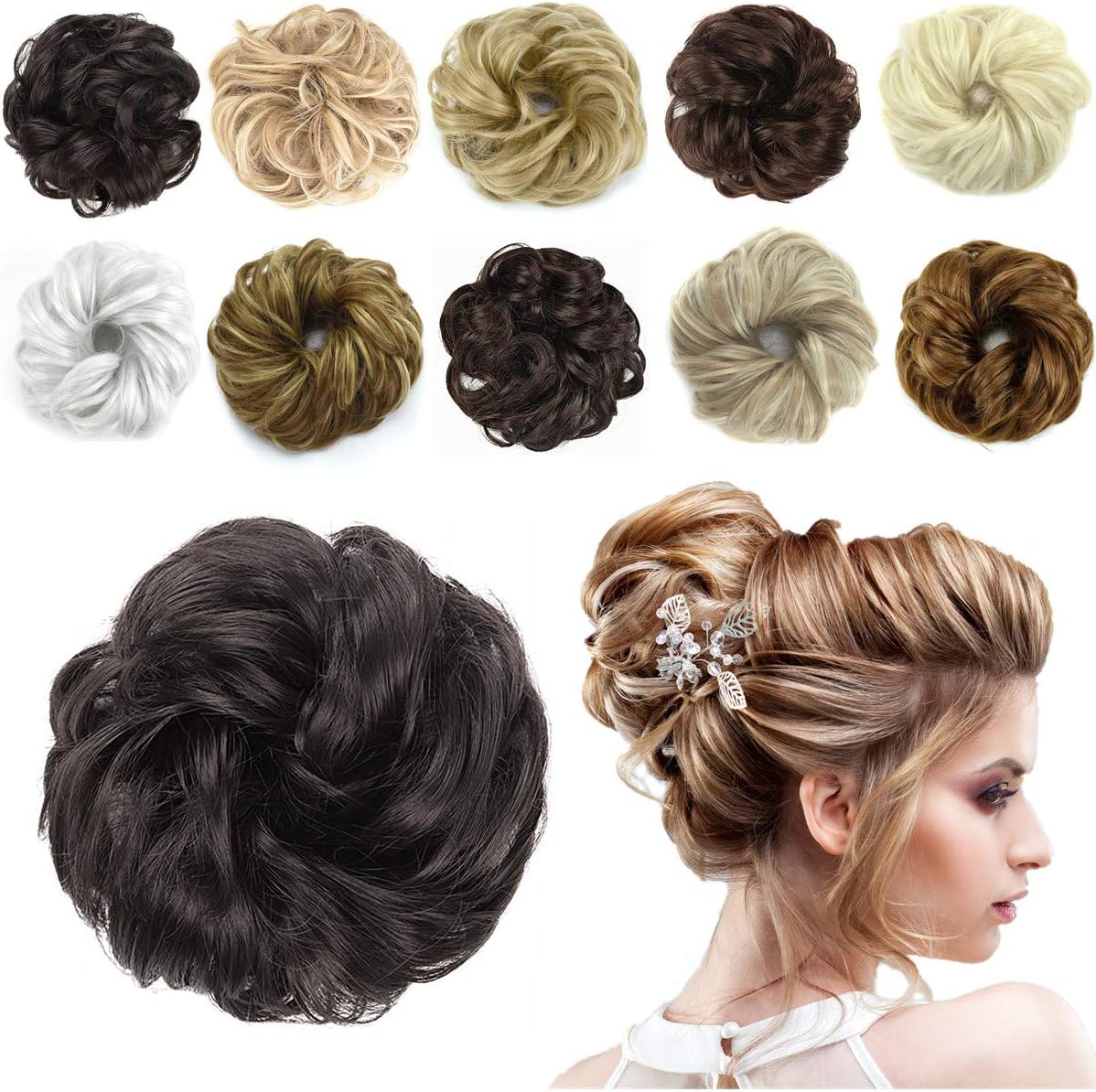 SHEDOWIG Messy Bun Hair Piece Scrunchies Hair Bun Extensions for Women Synthetic Updo Chignon Hairpiece