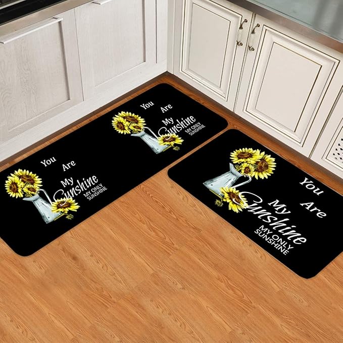 COLORSUM Kitchen Rug Set 2 Piece Watercolor Sunflower On