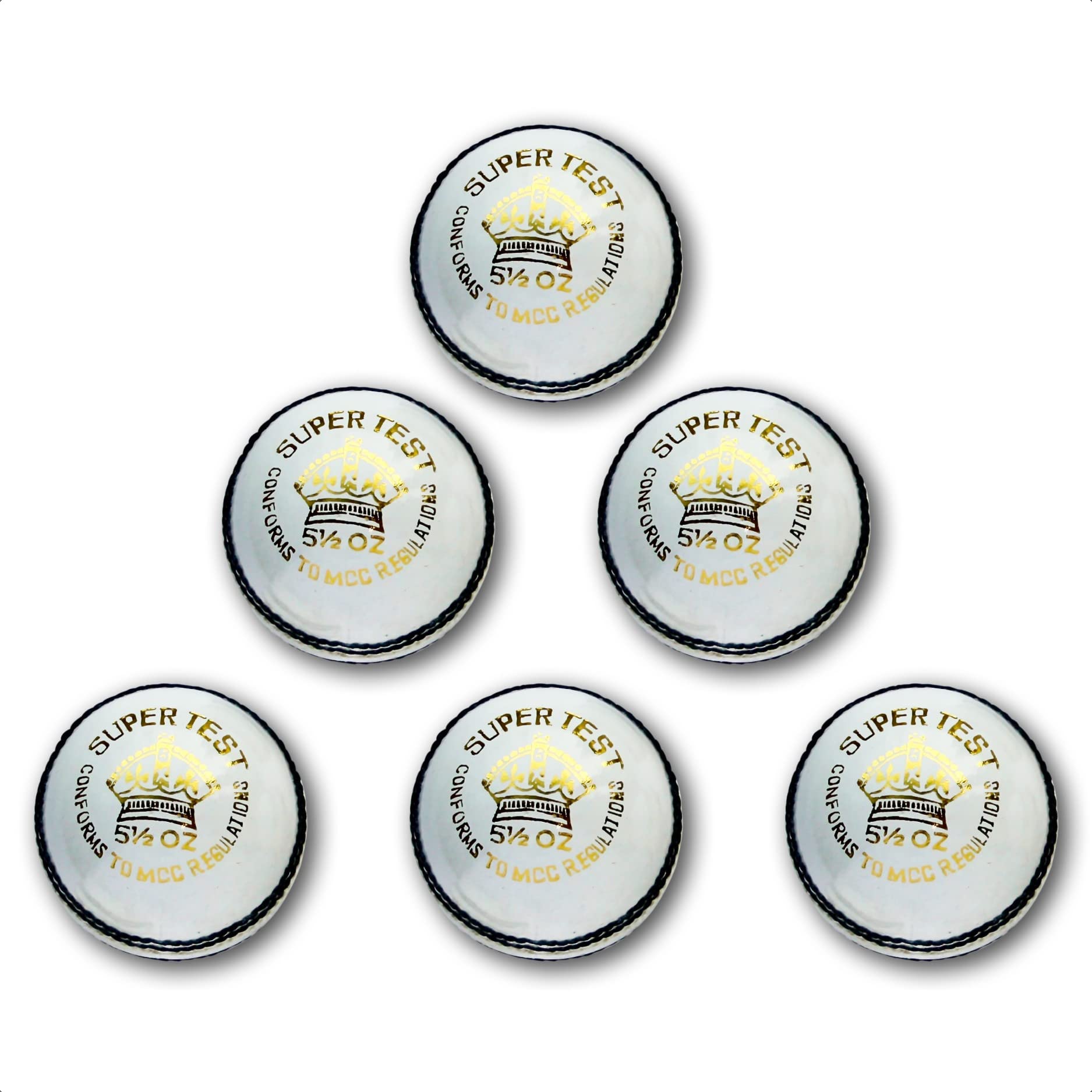 Cricket Balls - White Leather - Match Quality (box of 6 balls) - Nets, T20, ODI Test