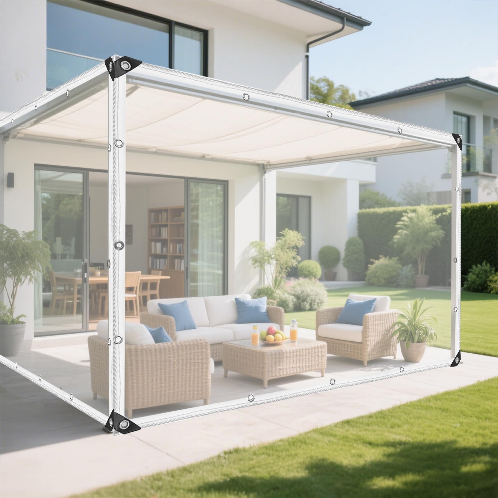 Photo 1 of Clear Tarp 13X20 FT with Grommets and Tying Rope,Clear Tarps 14Mil Thick Heavy Duty PVC Vinyl Waterproof,Protects Against Water,Tear,Cold Weather Resistant for Patio,Camping,Greenhouse Outdoor,Porch