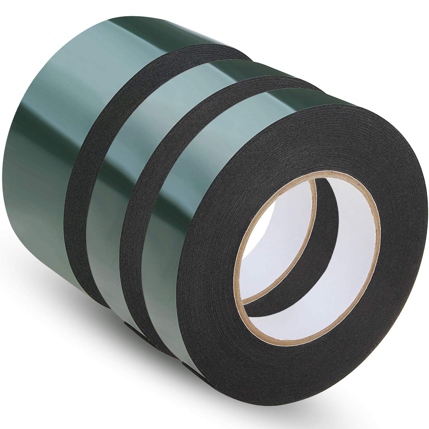 WooZuu Heavy Duty Double Sided Tape, 3 Rolls 5m Black Mounting Tape, Waterproof Double Sided Adhesive Foam Tape for Cars Trims, Number plates, Home Decor (2 x 25mm, 1 x 48mm)