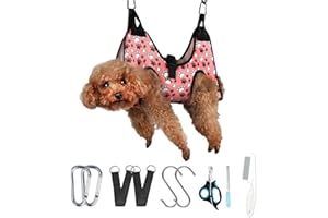 MSMUOEZ Cat and Dog Grooming Hammock with Safety Belt for Nail Clipping、Grooming,Cat bathing bag for cat nail trimming and coat care，Pet Grooming Hammock for Dogs & Cat, Dog Grooming Harness(S, pink)