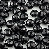 YHYPOCI 1000pcs 6mm Acrylic Crystal Beads, Faceted Rondelle Acrylic Spacer Beads for Wind Chimes Bracelet Necklace Earring Keychain Jewelry Making DIY Crafts(Black)