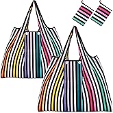 KINGMAS Reusable Grocery Bags, Eco-Friendly Folding Tote Shopping Bag fits in Pocket, Washable Waterproof Nylon Pouch Bags