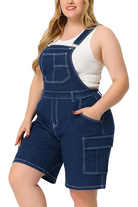 Amazon.com: Agnes Orinda Plus Size Denim Overall Dresses for Women  Adjustable Strap Back Slit Distressed Jeans Overalls Dress 1X Black Blue :  Clothing, Shoes u0026 Jewelry