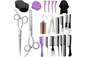 Hair Cutting Scissors Kit, SOFYE 23PCS Professional Stainless-Steel Thinning Shears Set for Home Baber Salon Women Men Kids Hairdressing Haircut (Purple)