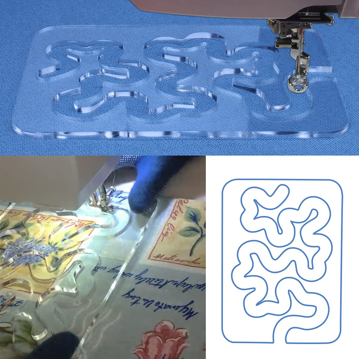 Using Quilting Templates Sewing Machine Domestic Free Motion Quilting Templates Rulers Transparent for A Simple Meander and A Great Secondary Quilting Design