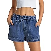 Kedera Womens Denim Shorts Casual Baggy Trendy Comfy Elastic Waist Jean Shorts with Drawstring