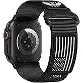 Rugged Nylon Bands for Apple Watch Ultra/3/2 Band 49mm 46mm 45mm 44mm 42mm iWatch Bands Men,Star-Stripe Flag Woven Sport Strap 30MM Wide Fabric Wristband for Apple Watch Series 11 10 9 8 7 6 5 4 3 SE