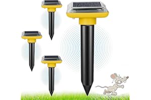 HONGXIAN Solar Powered Repeller, 4 Pack Mole Repellent, Gopher Repellent Ultrasonic, Snake Deterrent, Vibration Stakes Outdoor, Repel Vole Gopher for Yard Lawns