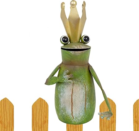 Zaunfigur Froschkonig Zaunhocker Metall Frosch Mit Krone Gold Zaundeko Vorgarten Zaun Haus Garten Deko Stabil Grun Wetterfest Eisen Fruhling Sommer Herbst Geschenk Gartenliebhaber Dekoration H 20 Cm Amazon De Garten