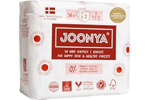 Joonya Baby Diapers, Size 2 S (7-13 lb) - 1 Bag of 30 - New Range - NonToxic, Eco-Friendly, Ultra Slim, Overnight Use - Made in Denmark