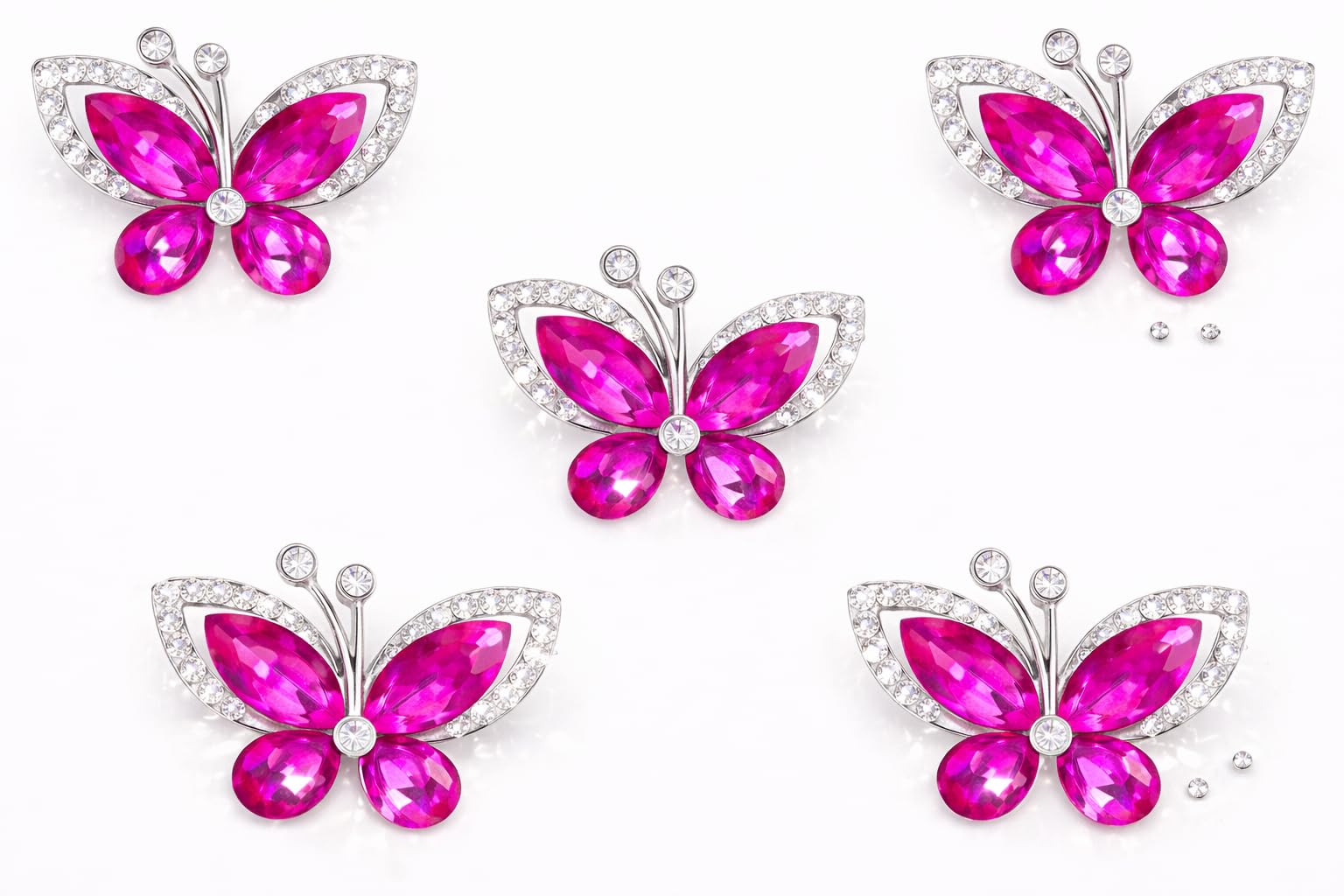 5pcs Crystal Butterfly Flat Back Rhinestone Embellishments – Grade A Diamante Craft Decorations | Sparkly Butterfly Gems for Wedding, DIY Crafts, Cards, Scrapbooks, and Home Décor
