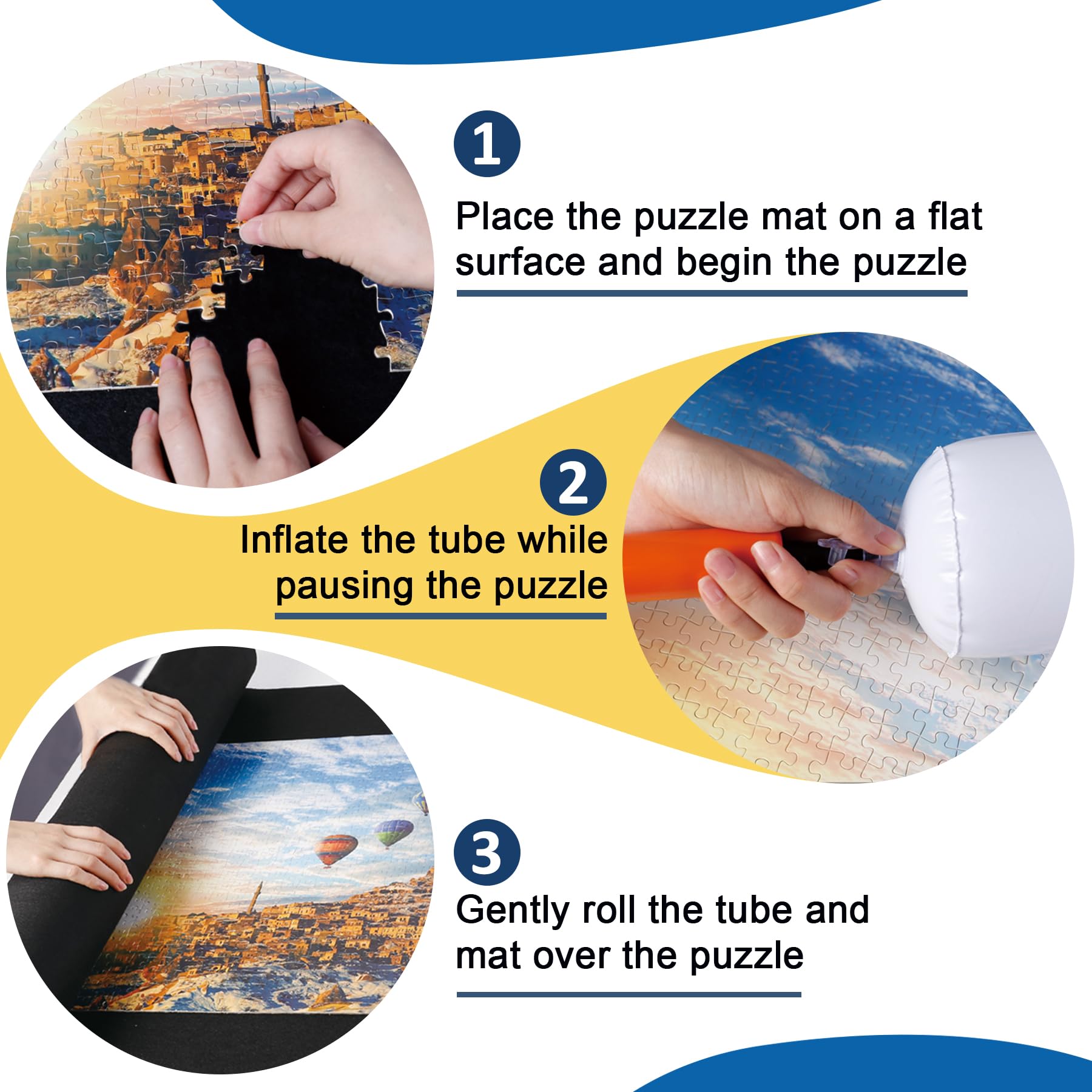 Puzzle Mat Roll Up Puzzles Board for Jigsaw Up to 2000, 1500, 1000, 500 Pieces Large Portable Table Saver Mats Puzzle Keeper Cover with Sorter Trays Storage Bag Kit Holder Organizer Pad for Adults Kid