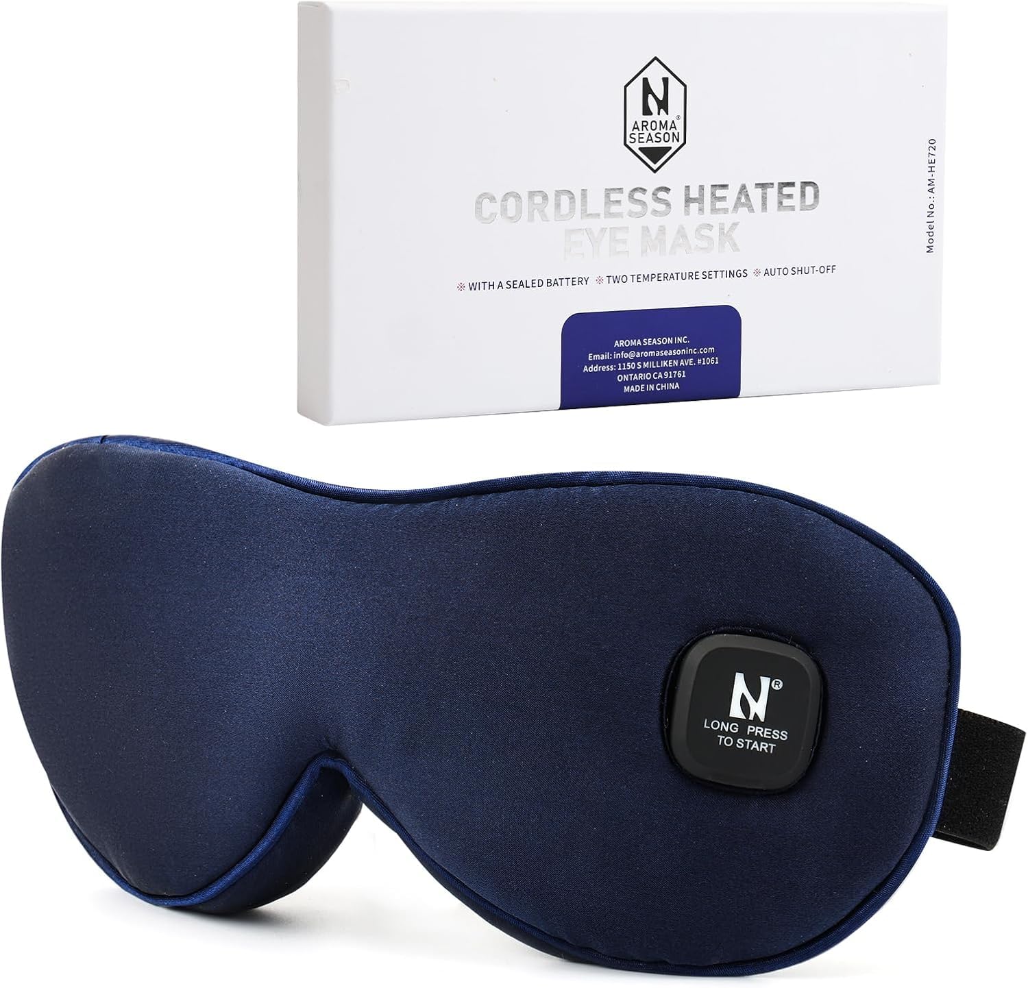 Aroma Season Heated Eye Mask, Moist Heat Eye Compress with Cordless Design, for Blepharitis and Dry Eyes Treatment (Navyblue)