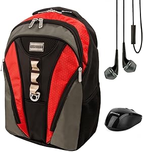 Rivo 15.6 Inch Laptop Backpack Casual Daypack Travel Bag For Acer Aspire, Chromebook 15, Asus Aspire E5, ROG, Razer Blade, Toshiba Satellite, Tecra Series 14 15.6 inch with Earbud and Wireless Mouse